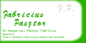 fabricius pasztor business card