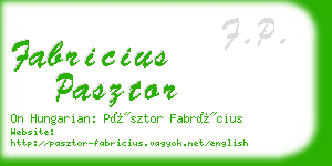 fabricius pasztor business card